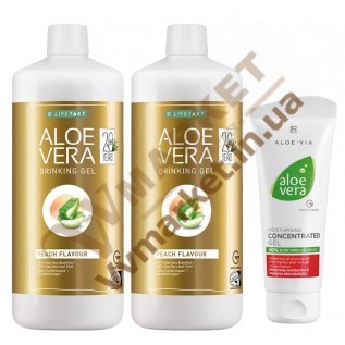 Aloe Verа гель питьевой Алоэ Вера (Алоє Вера) с добавкой Персик, набор 2 по 1л и Алоэ Вера Крем концентрат, 100 мл, LR с доставкой вся Украина